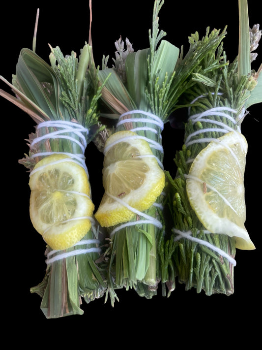 Cedar, Lemon, Lavender Lemongrass Smudge: protection, joy, purifying