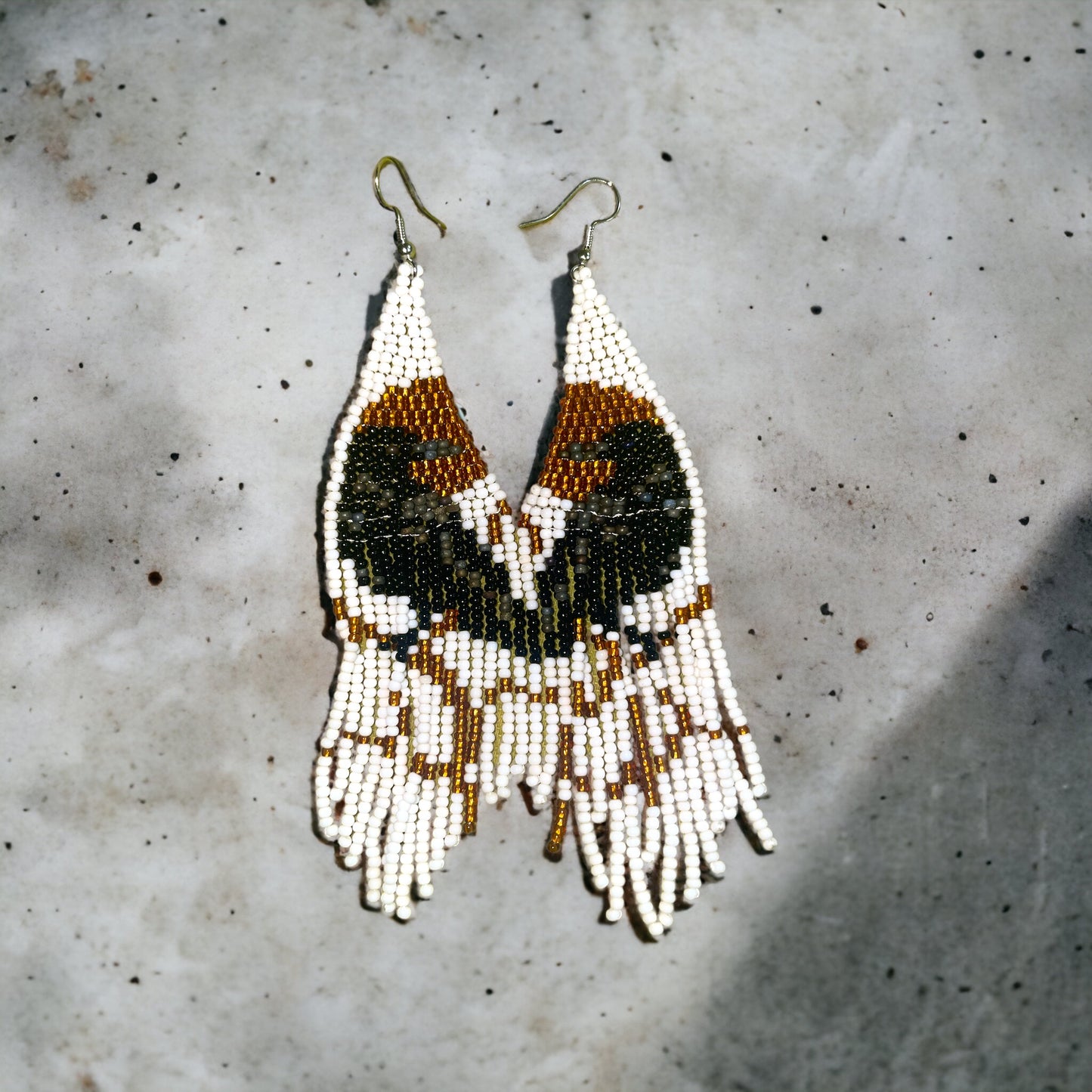 Beaded Raven and Moon Earrings